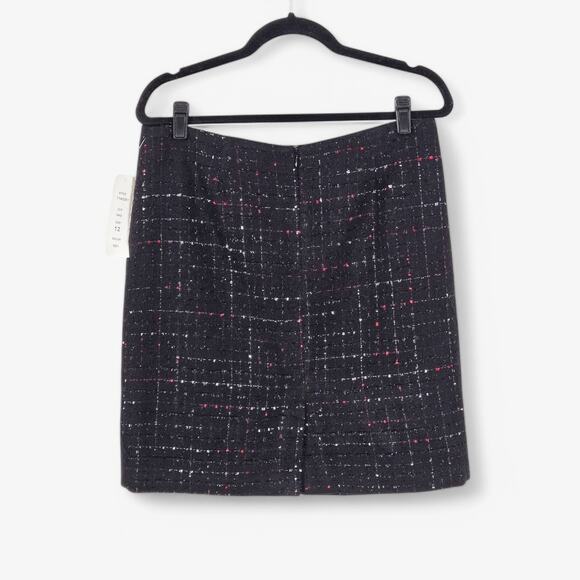 NEW Harris Wallace Skirt Clueless Preppy Plaid Tweed Mini Metallic A-Line Sz 12 - Picture 2 of 10